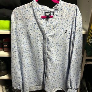 Lands' End Chase apparel Blue Floral Blouse